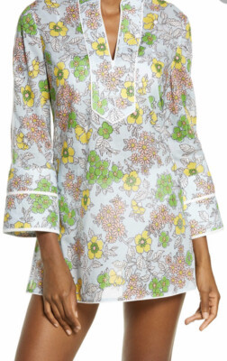NWT NEW TORY BURCH PRINTED TUNIC/COVER-UP/ BLUE WALLPAPER FLORAL Size S  | eBay | eBay US