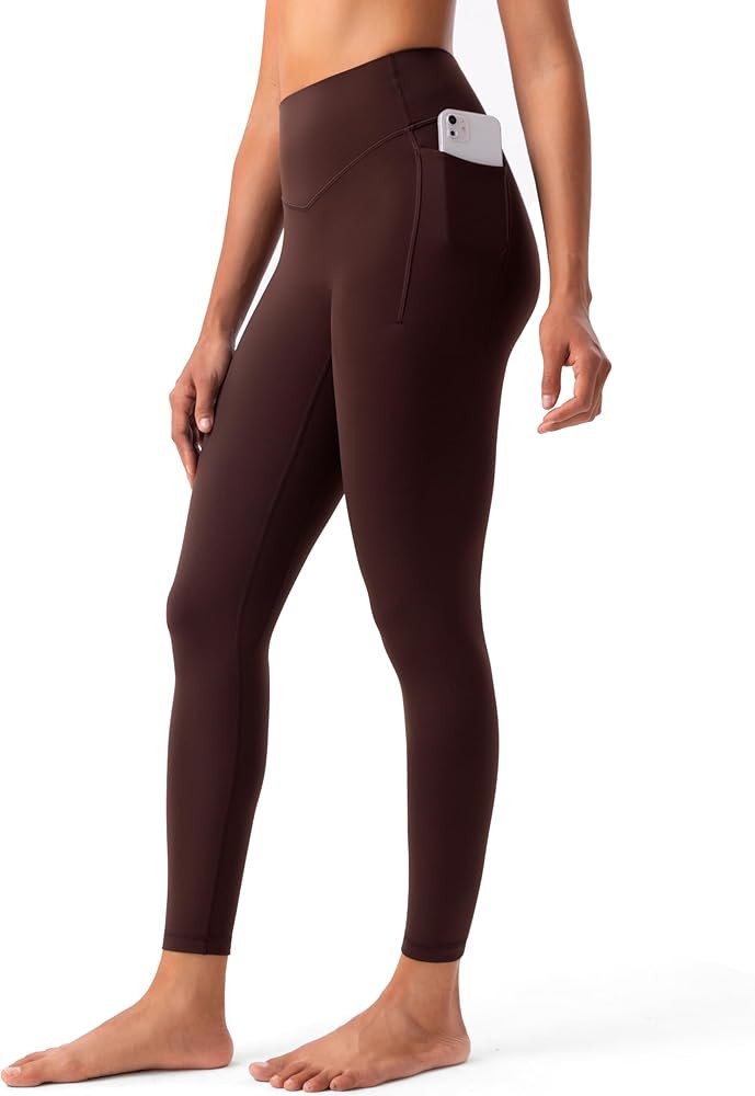 YUNOGA HugMotion No Front Seam Leggings for Women with Pockets - 25 Inches High Waisted Buttery S... | Amazon (US)