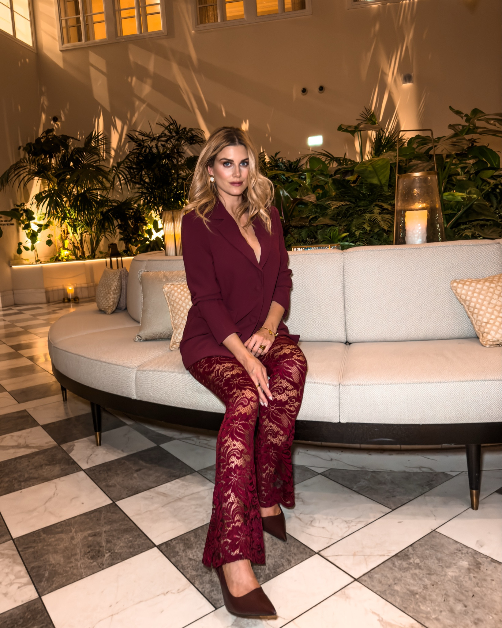 Still not over the burgundy trend.

I love an oversized blazer look - this one is from Nobody’s Child! 
The lace trousers and heels are both River Island!

Could be a cute Valentine’s Day outfit! 💌

My jewellery isn’t on LTK - earrings are Maudella and the smiley face necklace is Crystals & Co! 

#LTKdatenight #LTKuk #LTKpartywear