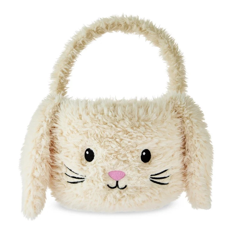 Plush Bunny Basket, White, 8.5" x 6.25", Easter by Way To Celebrate | Walmart (US)
