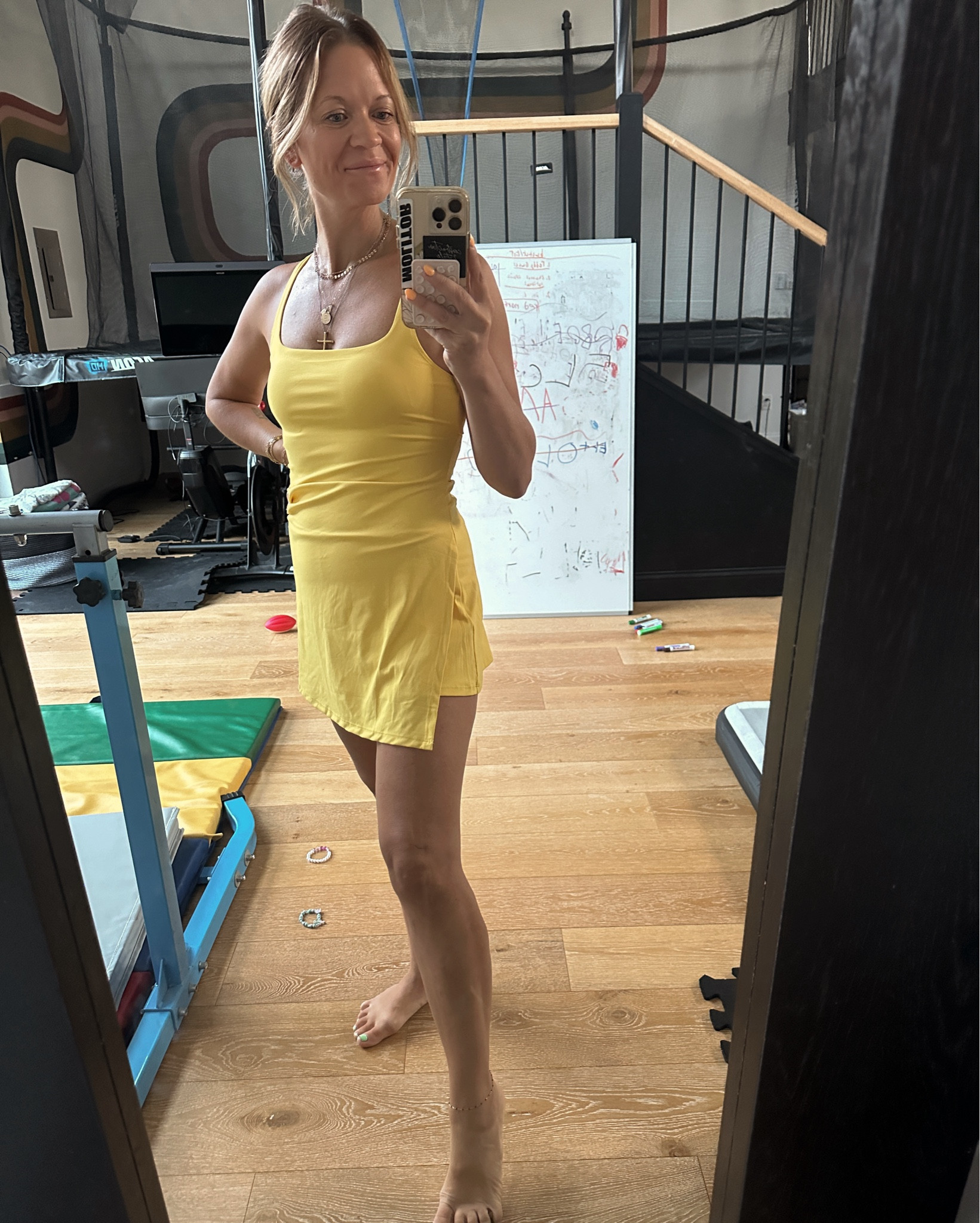 I might be a yellow person now. Wearing XS. Love the double skirt with the slit. And the synch on the side, perfection. Super soft & flattering. And ON SALE.  

#LTKU #LTKActive #LTKOver40