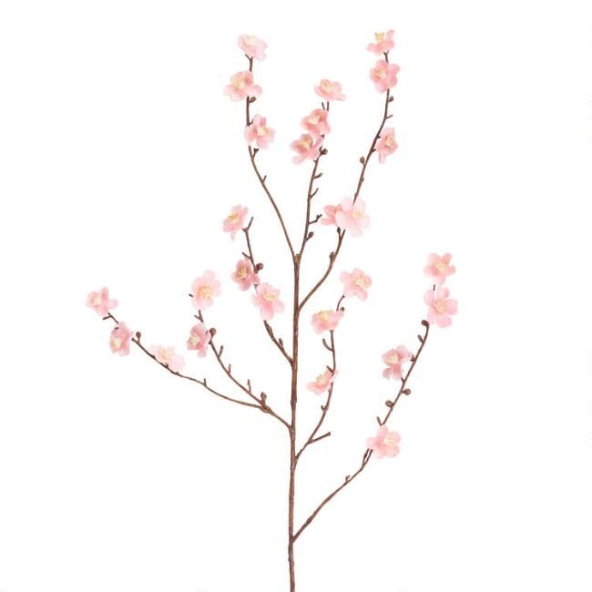 Faux Pink Velvet Plum Blossom Stem | World Market