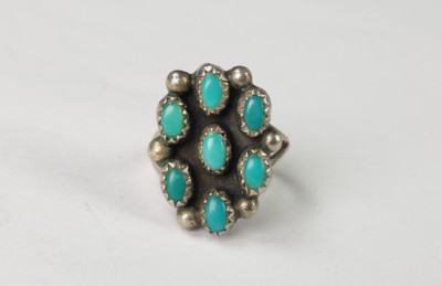 Vintage Native American Sterling Silver Turquoise Cluster Ring Signed DB  | eBay | eBay US