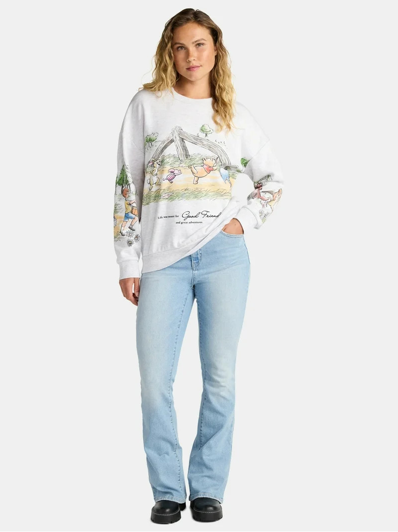Disney Women's Winnie the Pooh Graphic Sweatshirt with Long Sleeves, Sizes XXS-XXL | Walmart (US)