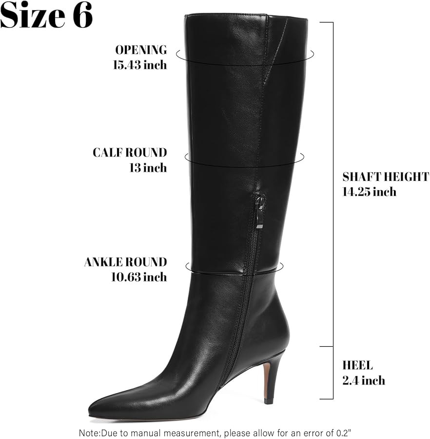 Knee High Boots for Women Pointed Toe Stiletto Kitten Heel Tall Boots Side Zipper Wide Calf Boot ... | Amazon (US)