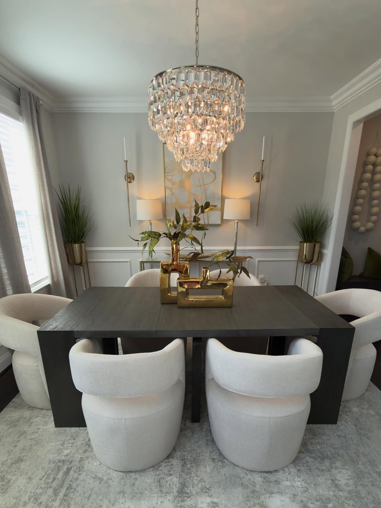Dining Room new additions!Comment “Shop” for the link💕

🗣️Follow @dollhouse_interiors for more home decor inspirations and ideas.
#zgallerieinspired #myzgalleriemoment #homedecor #diningroominspo #diningchairs