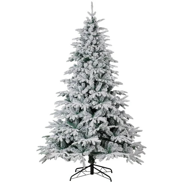 7 Foot Artificial Christmas Trees Flocked Snow White Tree PE PVC 1080 Tips | Walmart (US)