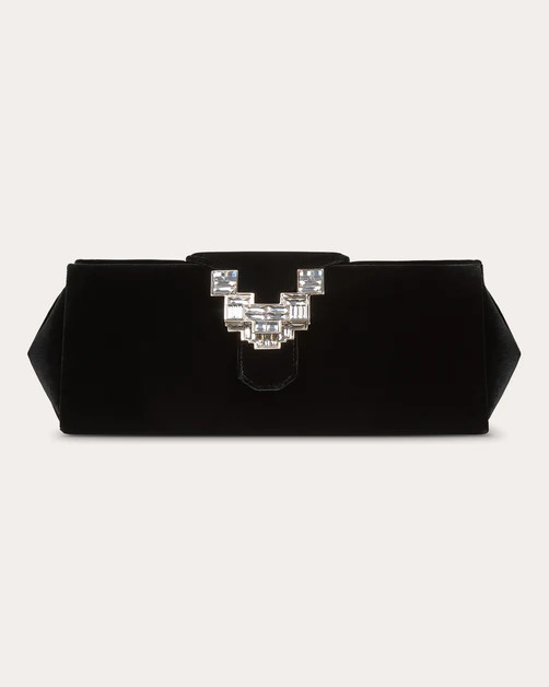 Anthea Crystal-Embellished Velvet Clutch | Olivela