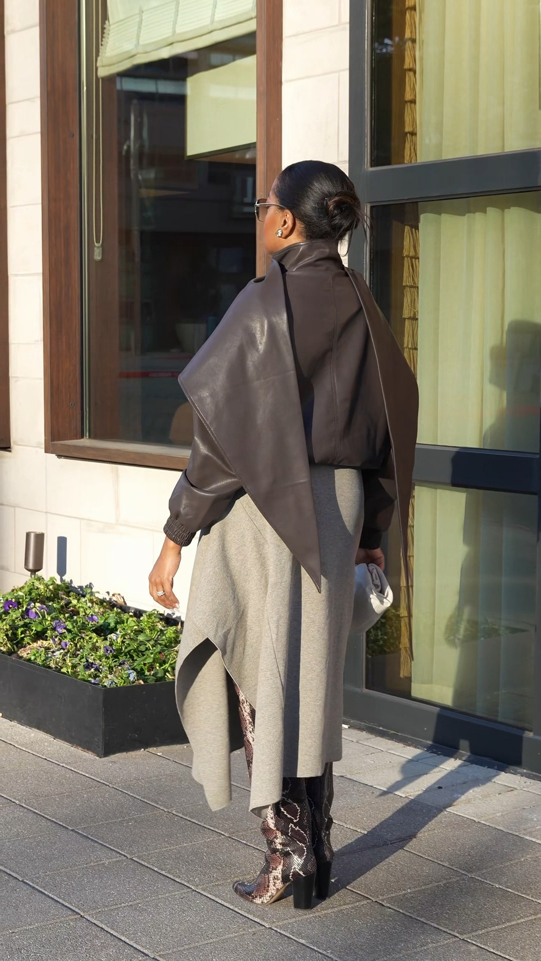 Leather bomber scarf jacket in the prettiest chocolate brown! Also avail in black

#LTKMidsize #LTKSaleAlert #LTKOver40