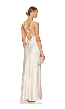 L'AGENCE Saint Crystal Strap Gown in Champagne from Revolve.com | Revolve Clothing (Global)