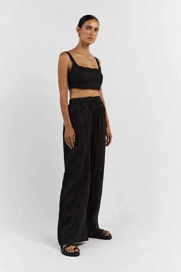 PENNY BLACK LINEN CROP TOP | DISSH