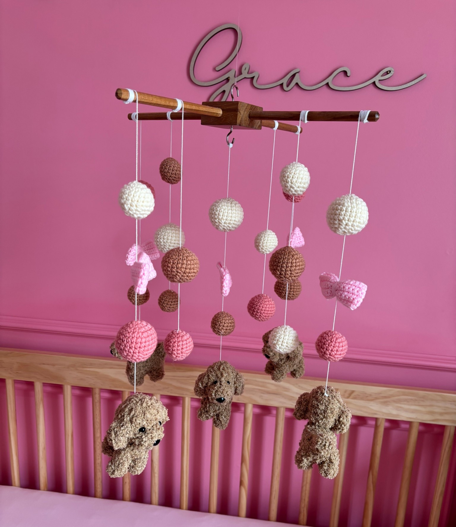 Sweetest little details for baby girl 🎀✨ This pink bow + goldendoodle mobile - literally the perfect touch for a dreamy nursery. I love how it ties everything together while adding a little personality (had to include our doodles 🐶🐶🤍).

Linked for you on my LTK 💕

#LTKmomlife #LTKBump #LTKBaby