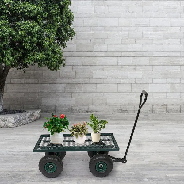 33" x 18" x 38" Garden Iron Wagon Cart Green - 33"x18"x38" | Bed Bath & Beyond