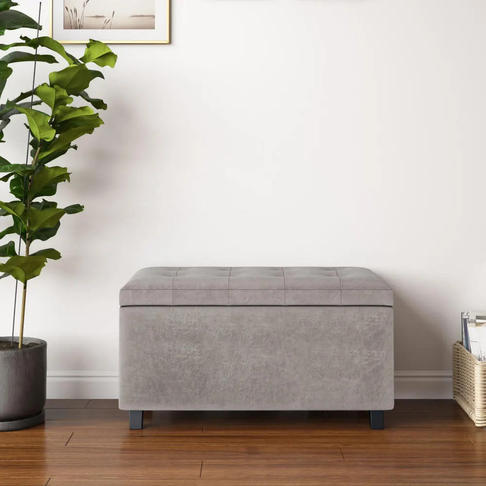 Cosmopolitan Rectangle Storage Ottoman, Gray | Ashley