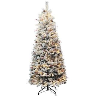 Haute Decor 6.5 ft. Pre-Lit Newbury Flocked Artificial Christmas Tree with 300 LED Lights | The Home Depot