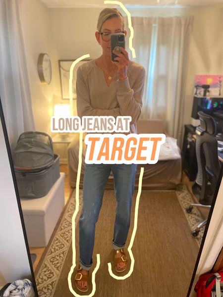 Check out these extra-long '90s straight-leg jeans at Target. I love the button fly and subtle distressing on them. They're made from lightweight denim with a slight stretch, and they feel higher quality than you'd expect from Target. For reference, I'm 6'3" with a 36" inseam and wearing a size 8 long.
Target, Madewell, Anthropologie, American Eagle, Mango

#LTKSaleAlert #LTKMidsize #LTKStyleTip
