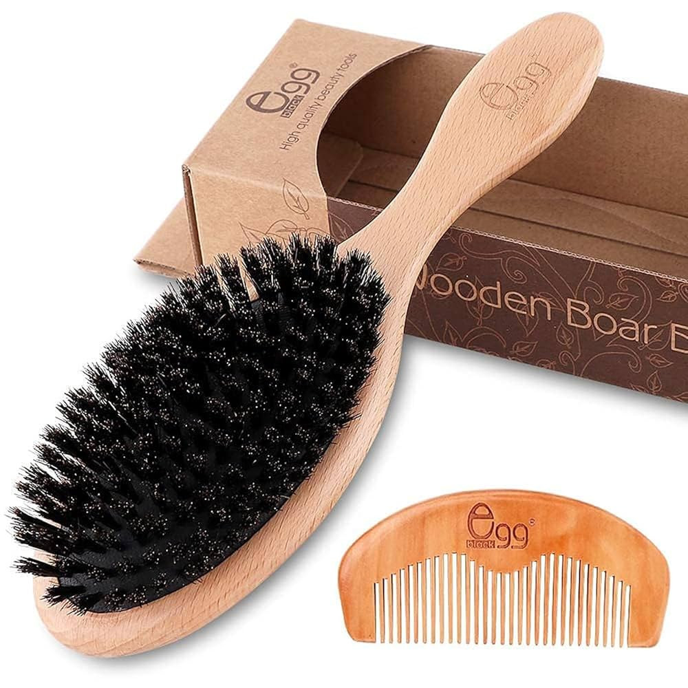 BLACK EGG Boar Bristle Hair Brush for Women Men Kid, Soft Natural Bristles Brush for Thin and Fin... | Amazon (US)
