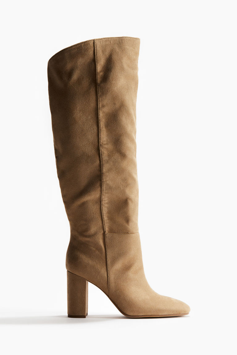 H & M - Knee-high heeled boots - Green | H&M (UK, MY, IN, SG, PH, TW, HK)