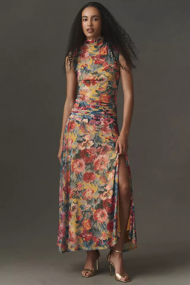 Mock-Neck Mesh Maxi Dress | Anthropologie (US)