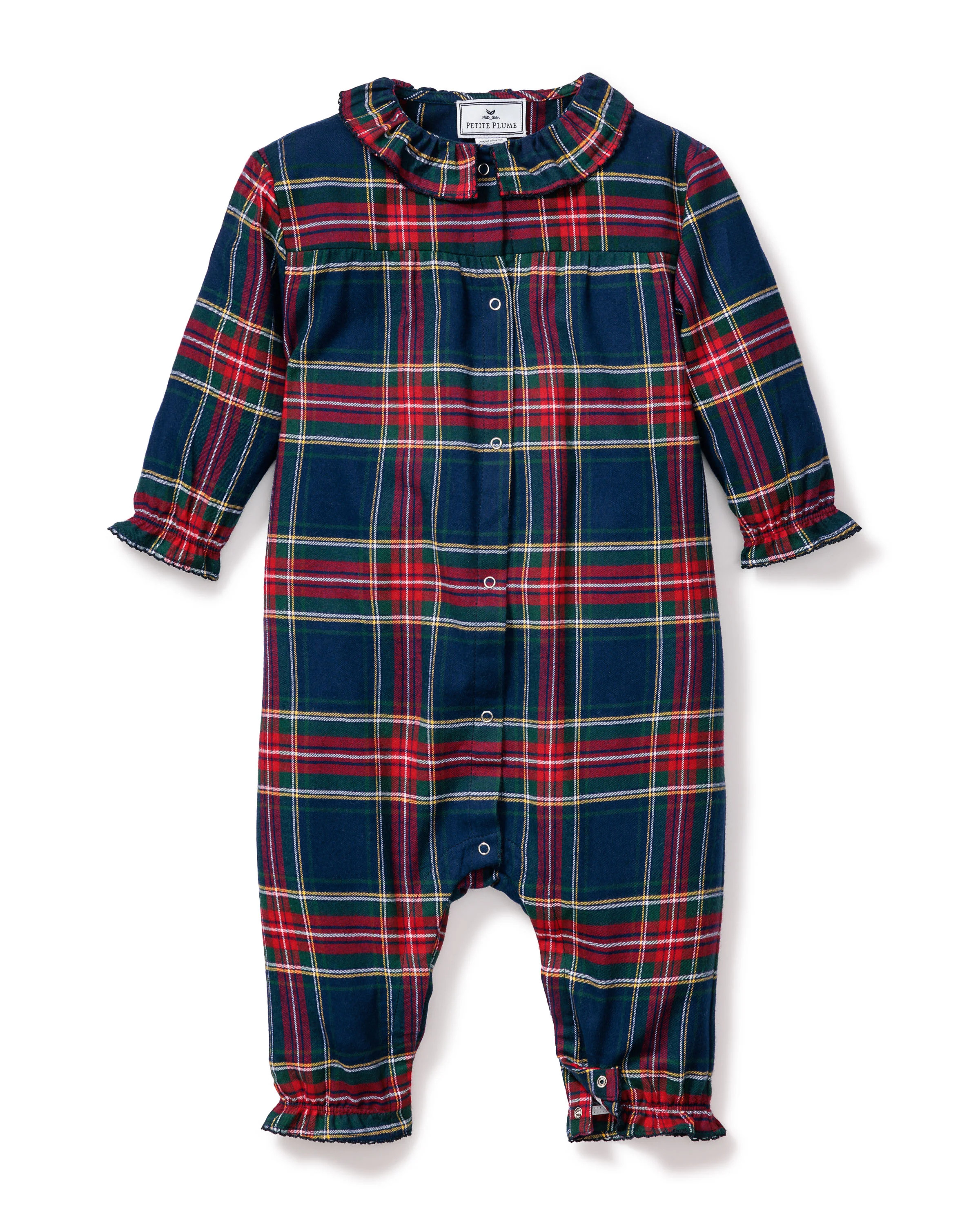 Baby's Twill Madeline Romper in Windsor Tartan | Petite Plume