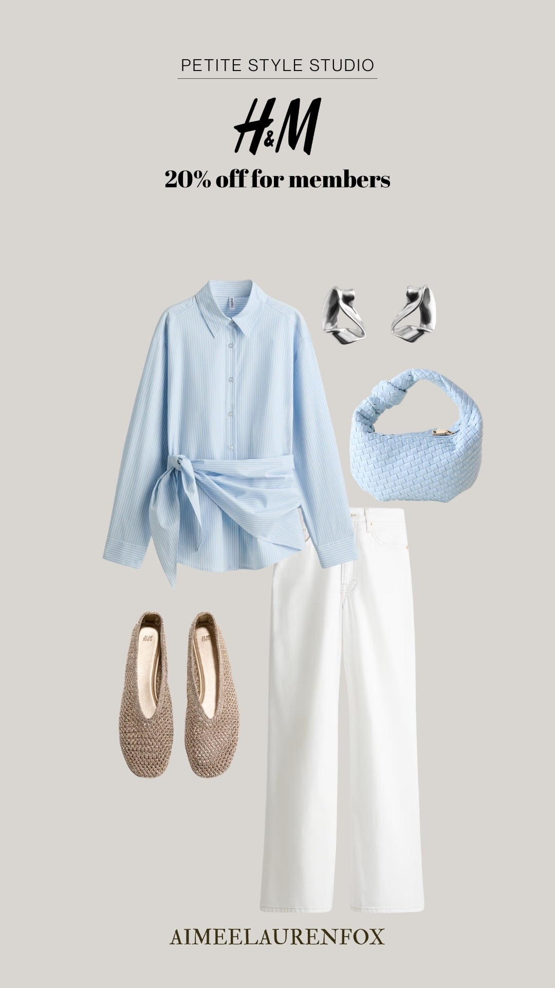 H&M new in spring summer 2026, blue shirt outfit, 20% off for members, white jeans outfit

#LTKPetite #LTKSpringSale #LTKootd