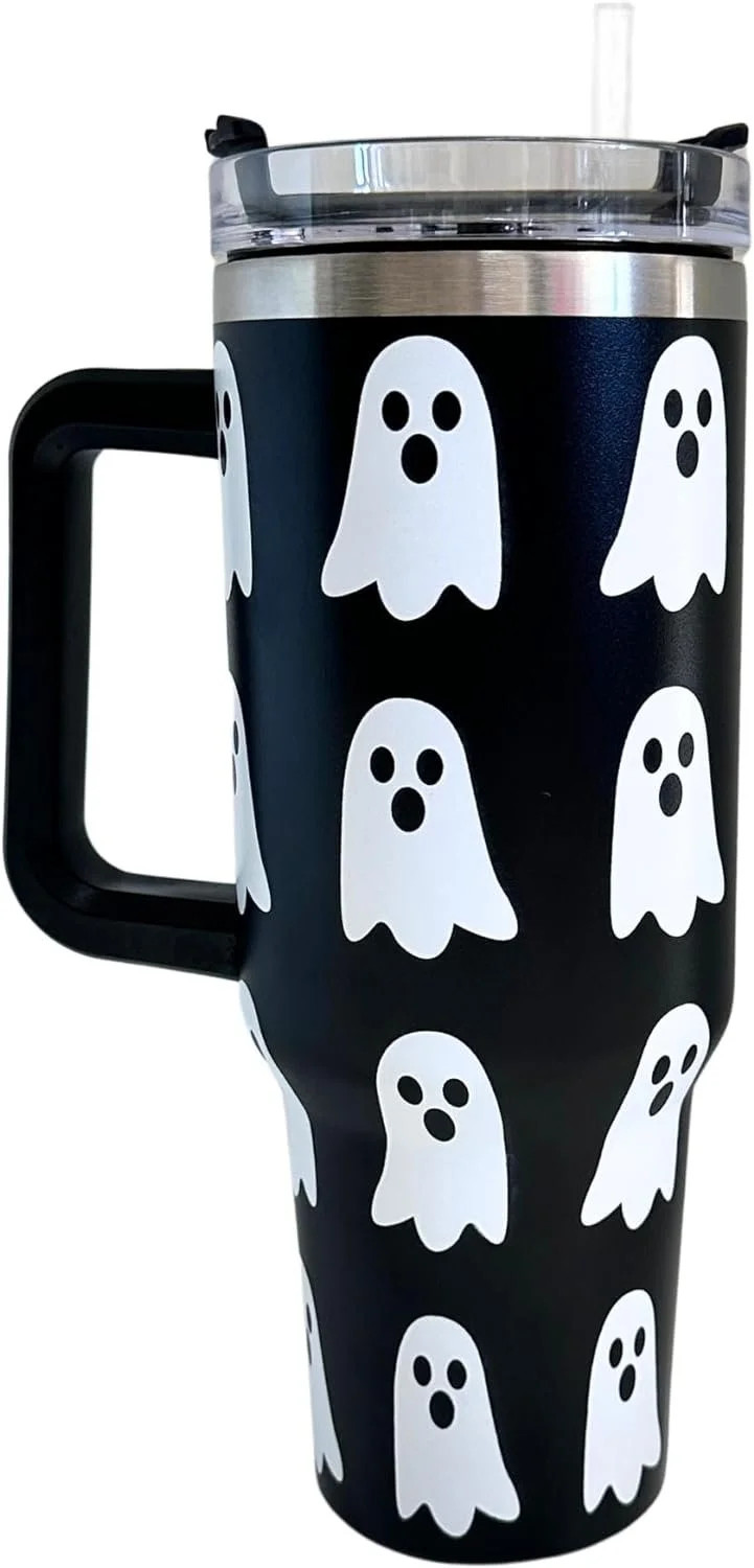 Lashicorn Ghost Boo 40 oz. Tumbler with Handle Black and White Halloween Modern Fall Cup with Lid... | Walmart (US)