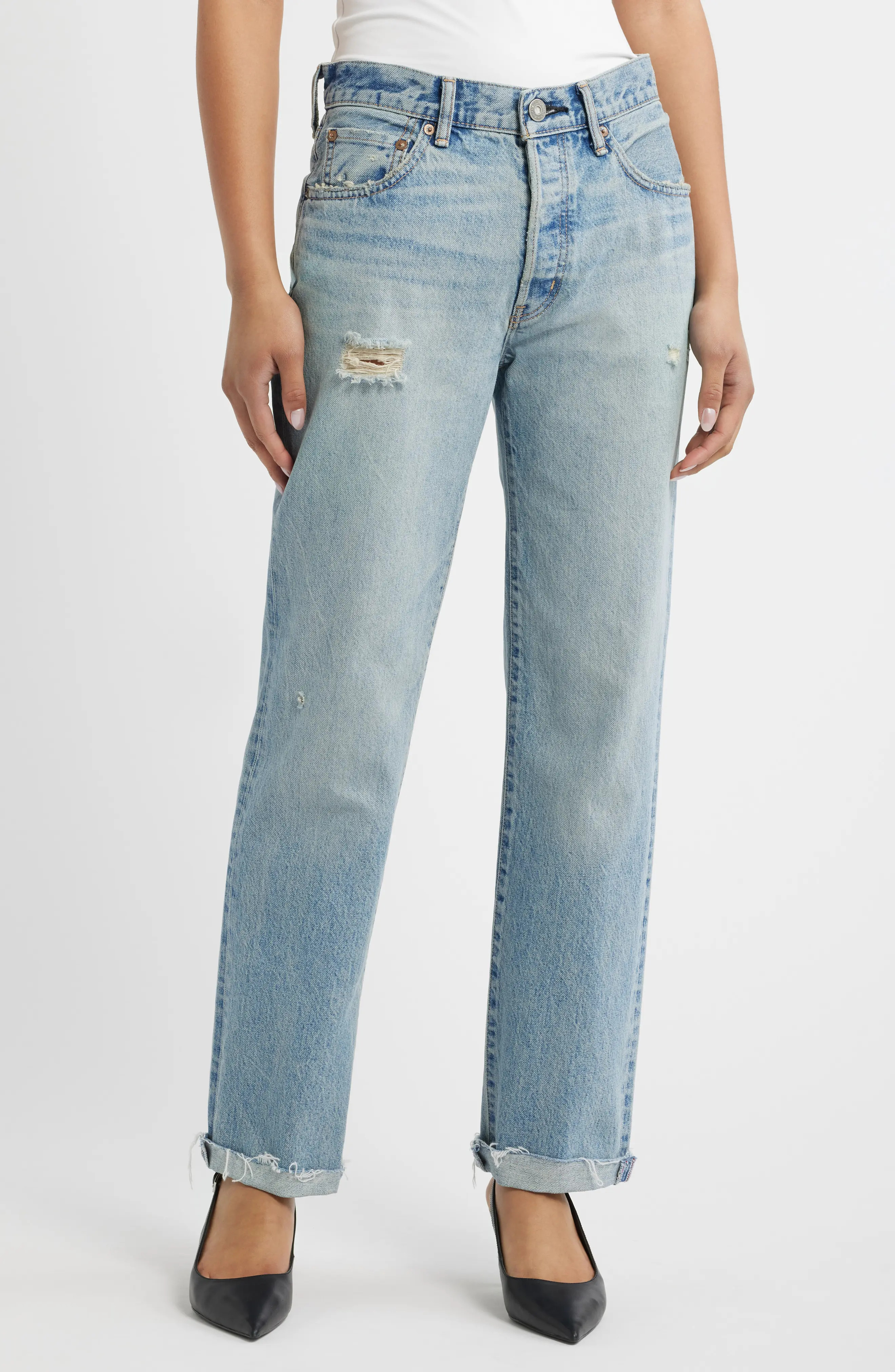 MOUSSY VINTAGE Copper High Waist Distressed Straight Leg Jeans (Women) | Nordstrom | Nordstrom