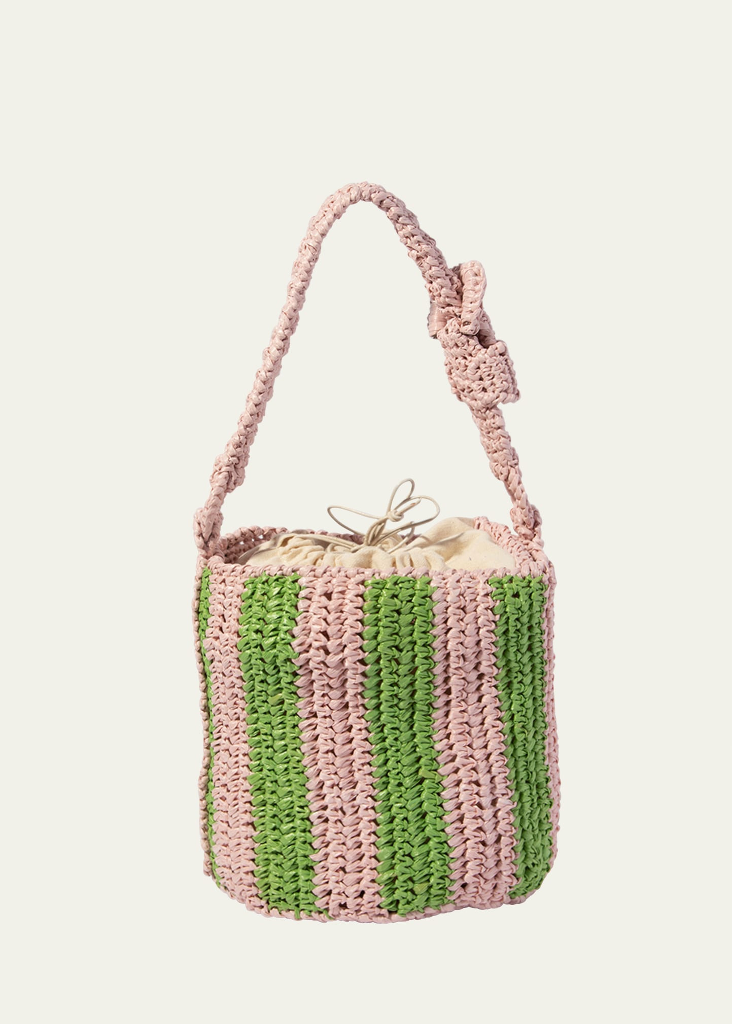 Maria La Rosa Cheyenne Mini Striped Raffia Bucket Bag | Bergdorf Goodman