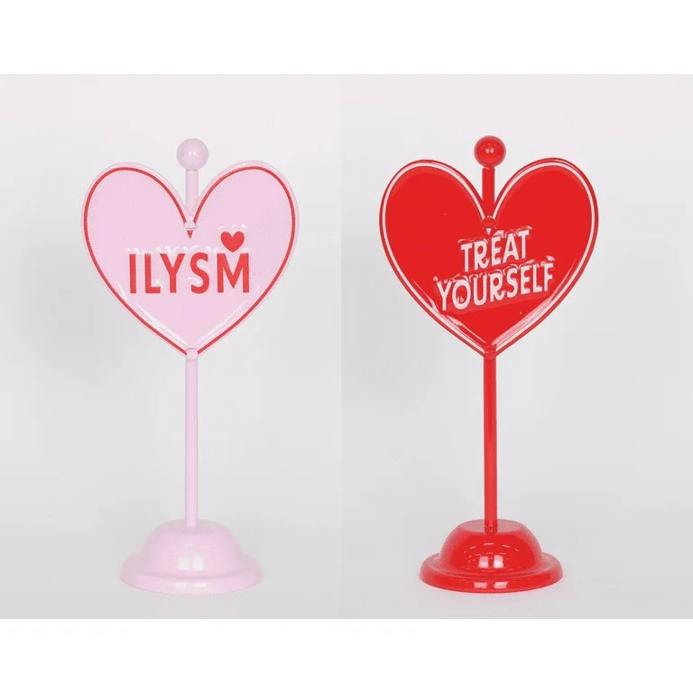 Valentine's Day Red, Pink and White Heart Tabletop Decorations, 6.75 in, by Way To Celebrate | Walmart (US)