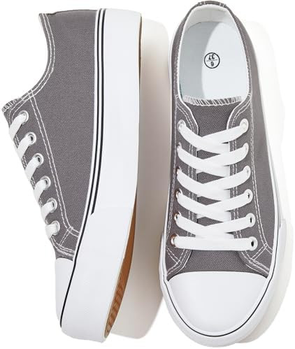 FRACORA Womens White Black Canvas Sneakers Low Top Canvas Shoes for Women Tennis Shoes       
   ... | Amazon (US)