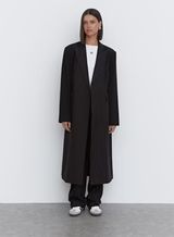 Black Pinstripe Tailored Longline Coat - Libby | 4th & Reckless