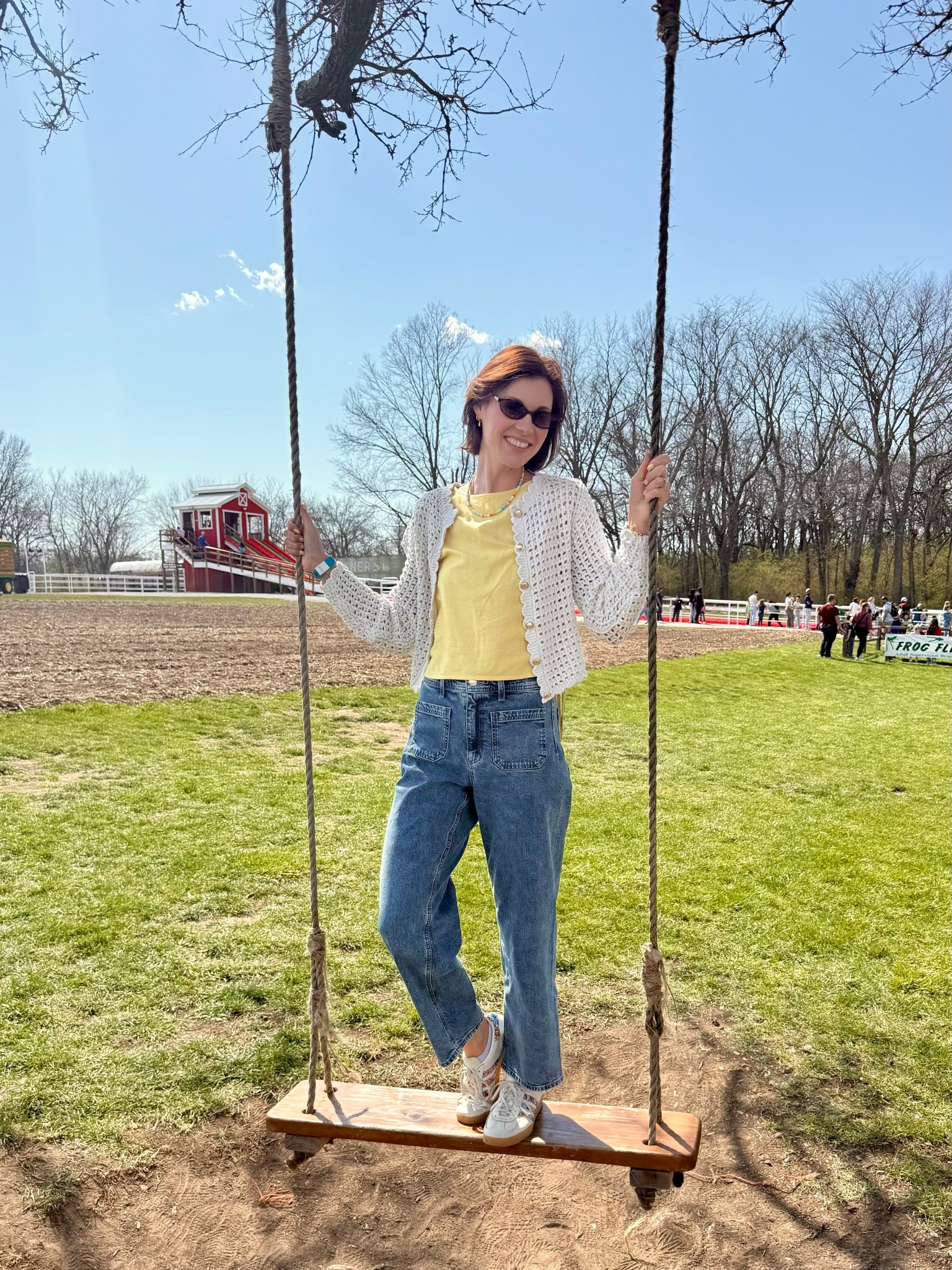 Casual cute spring outfit for a family outside activity! Outfit is all from @Target These jeans are so good, I have them in the blue striped too. The fit is just great! 

Spring mom outfit | target fashion | target trends | spring fashion | cool mom style | millennial mom style | trendy mom | yellow for spring 

#LTKgrwm #LTKdayinmylife #LTKootd