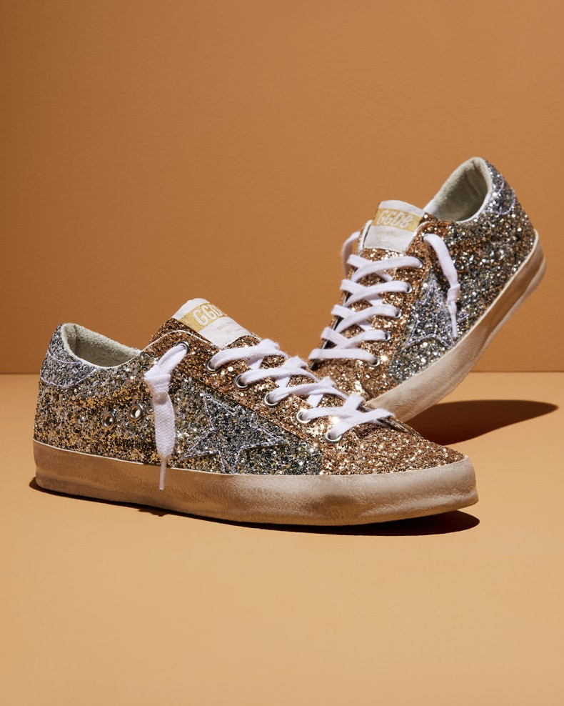 Golden Goose Superstar Bicolor Glitter Low-Top Sneakers | Neiman Marcus