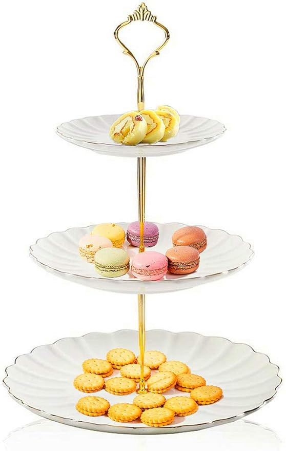 CofeLife 3 Tier Ceramic Cake Stand - Elegant Dessert Cupcake Stand - Pastry Serving Tray Platter ... | Amazon (US)