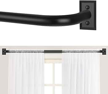 Black Wrap Around Curtain Rods,Black Curtain Rods for windows 66 to 120 inch(5.5-10Ft),Adjustable... | Amazon (US)