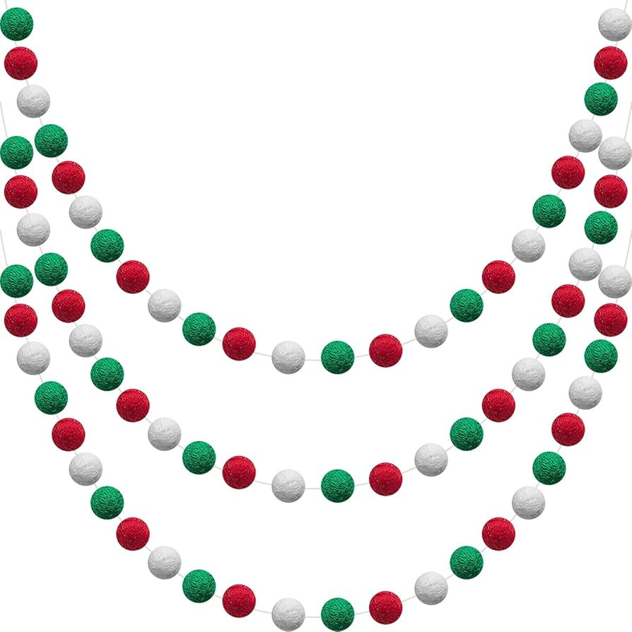 WILLBOND Wool Felt Ball Garland Colorful Pom Pom Garland 6.5 Feet Long 24 Ball Garland for Mardi ... | Amazon (US)