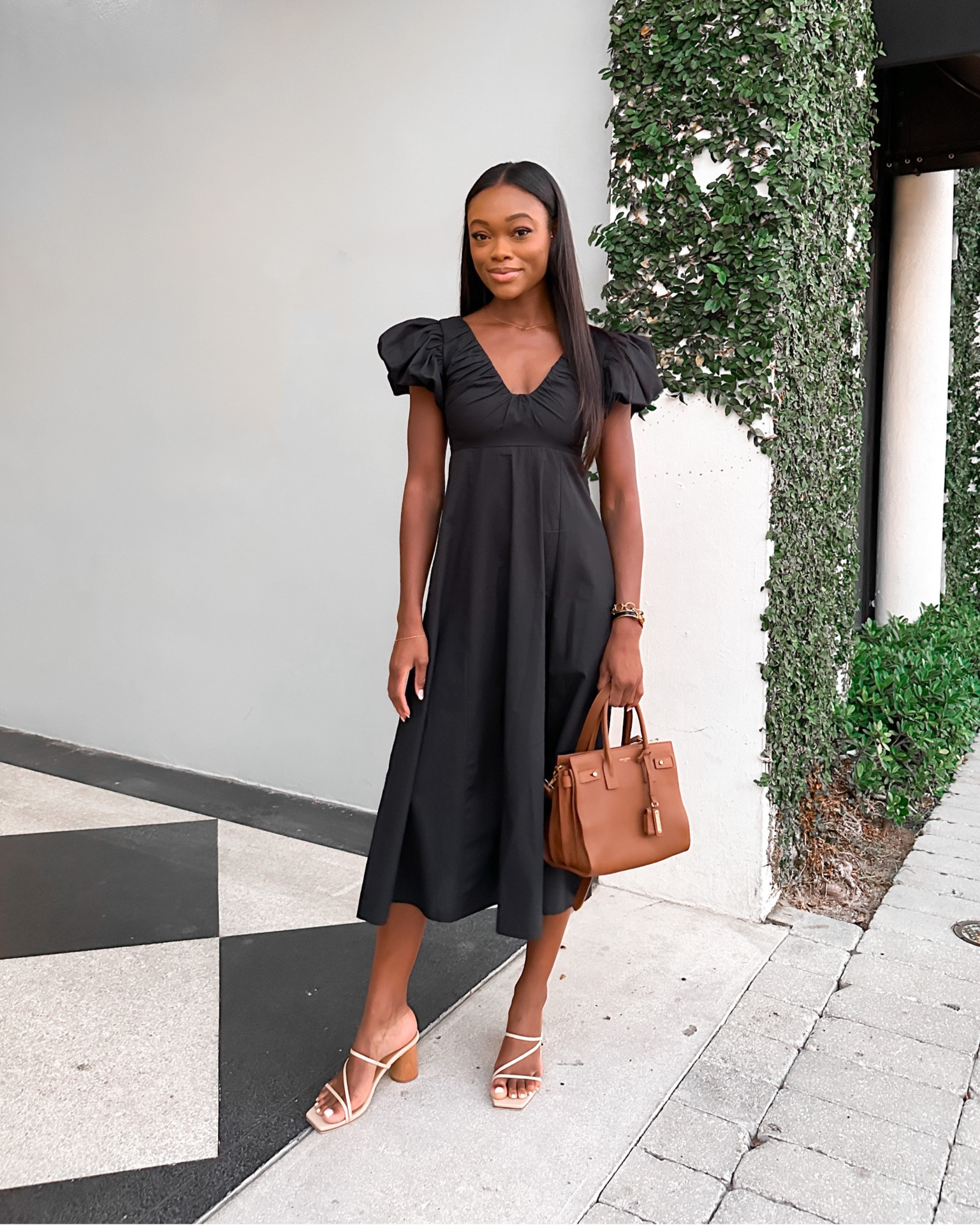 Black midi dress, wearing an XS, dinner outfit, Abercrombie dress, Saint Laurent Sac De Jour tote, Hermès bracelet, spring dress, Julie Vos, Gold link bracelet 

#LTKFind #LTKSeasonal #LTKSale