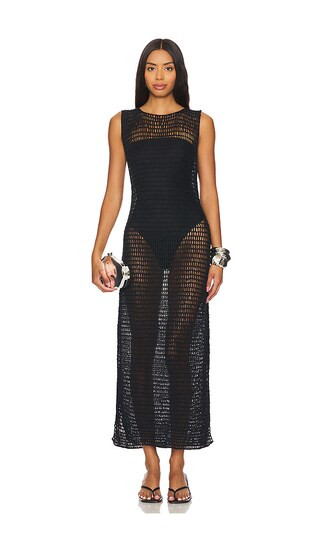 Sybil Recycled Cotton Knit Dress in Licorice | Black Party Dress | Little Black Dress | Revolve Clothing (Global)