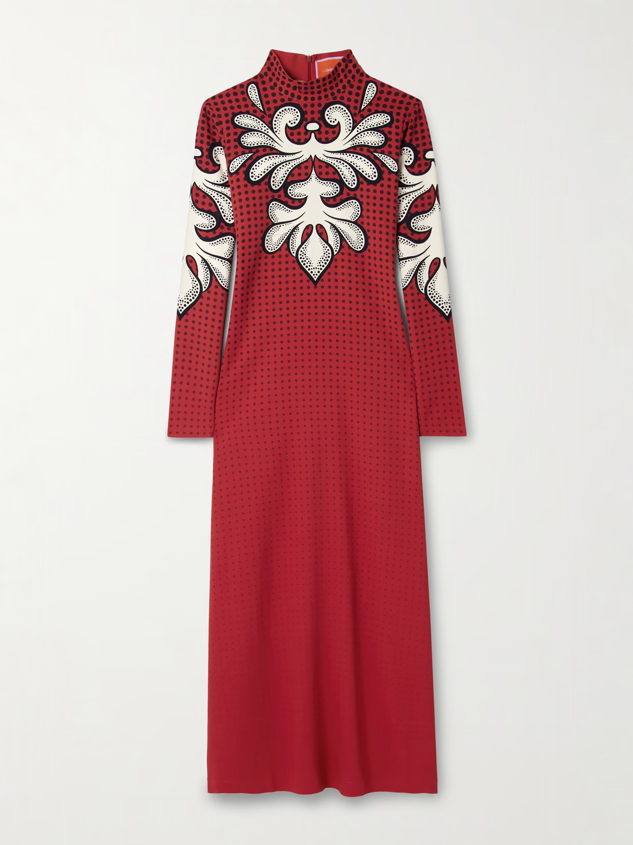 La DoubleJ - Icon Halle Printed Crepe Turtleneck Midi Dress - Red | NET-A-PORTER (US)