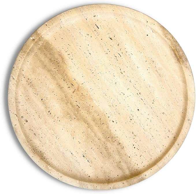 tastebytal Travertine Stone Round Tray - Natural Handcrafted Serving Platter, Home Decor, Coffee ... | Amazon (US)