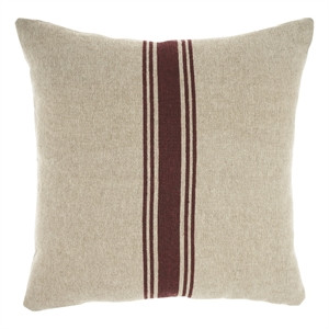 Mina Victory Life Styles Linen Stripe 20" x 20" Maroon Natural Throw Pillow | Cymax