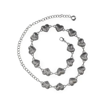 No Boundaries Women's Silvertone Heart Chain Belt | Walmart (US)