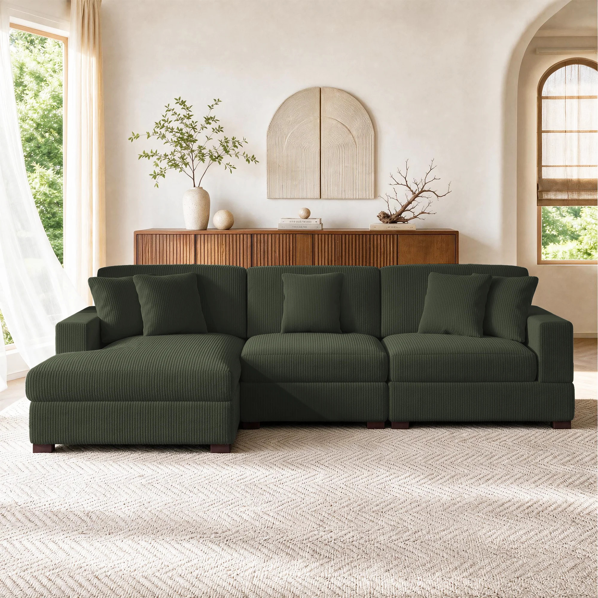 Milbrey 3 - Piece Corduroy Modular Sectional Sofa | Wayfair North America