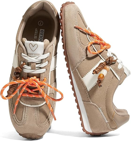LUCKY STEP Women's Retro Fashion Sneakers Thin Sole Walking Shoes | Amazon (US)