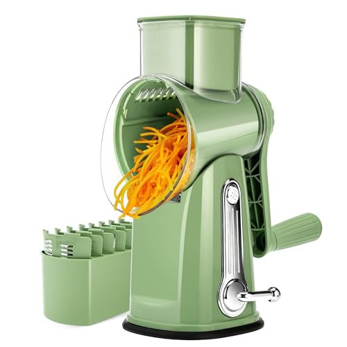 SUSTEAS Rotary Cheese Grater 5 Blades,Kitchen Mandoline Vegetable Slicer | Amazon (US)