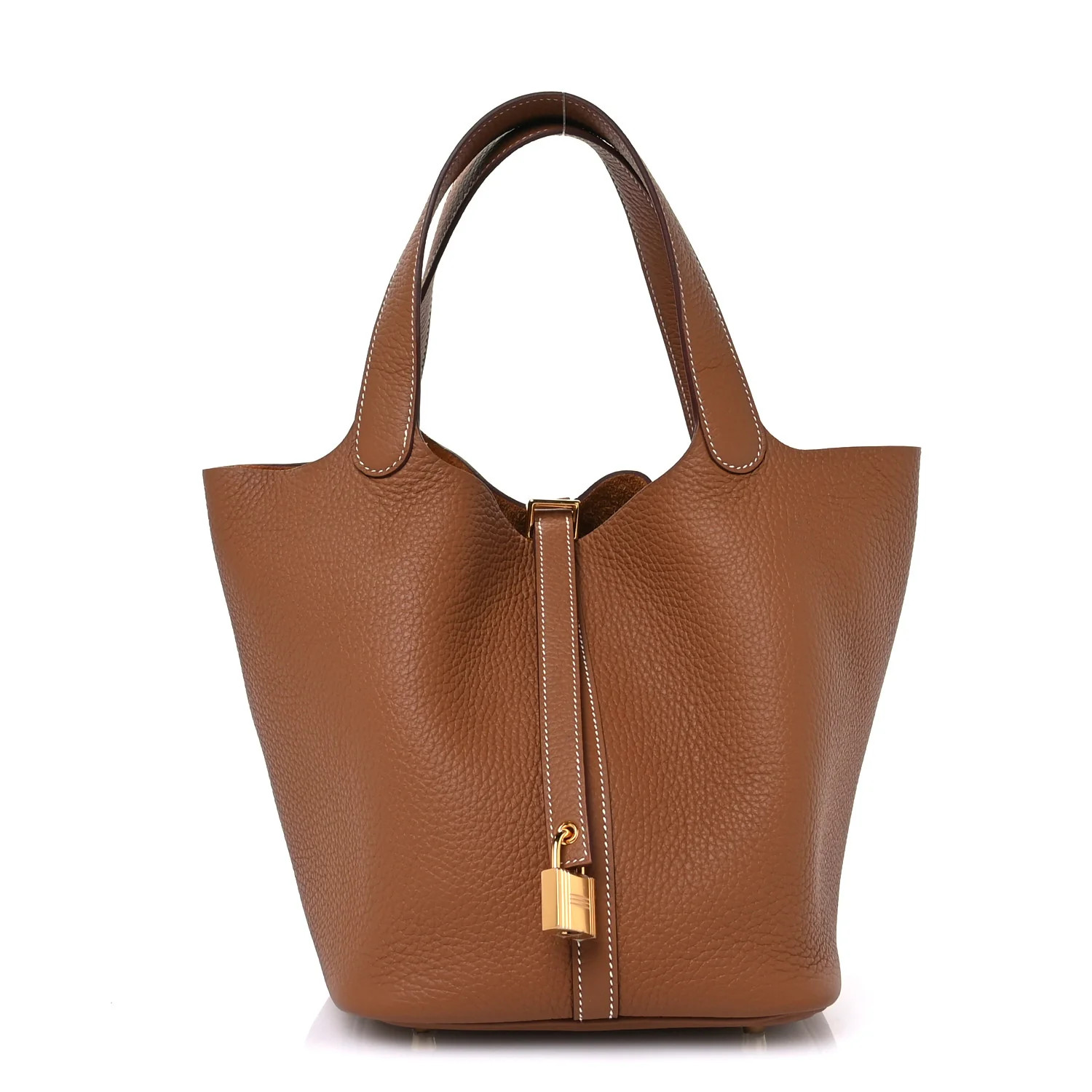 Taurillon Clemence Picotin Lock 22 MM Gold | FASHIONPHILE (US)