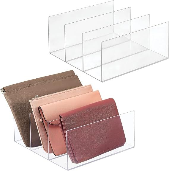 mDesign Plastic Purse and Handbag Organizer - Closet Storage System for Zipper Tote Bag, Purse, C... | Amazon (US)