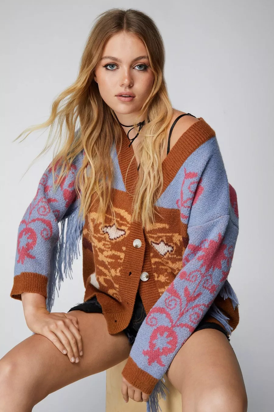 Floral Fringe Knit Cardigan | Nasty Gal US