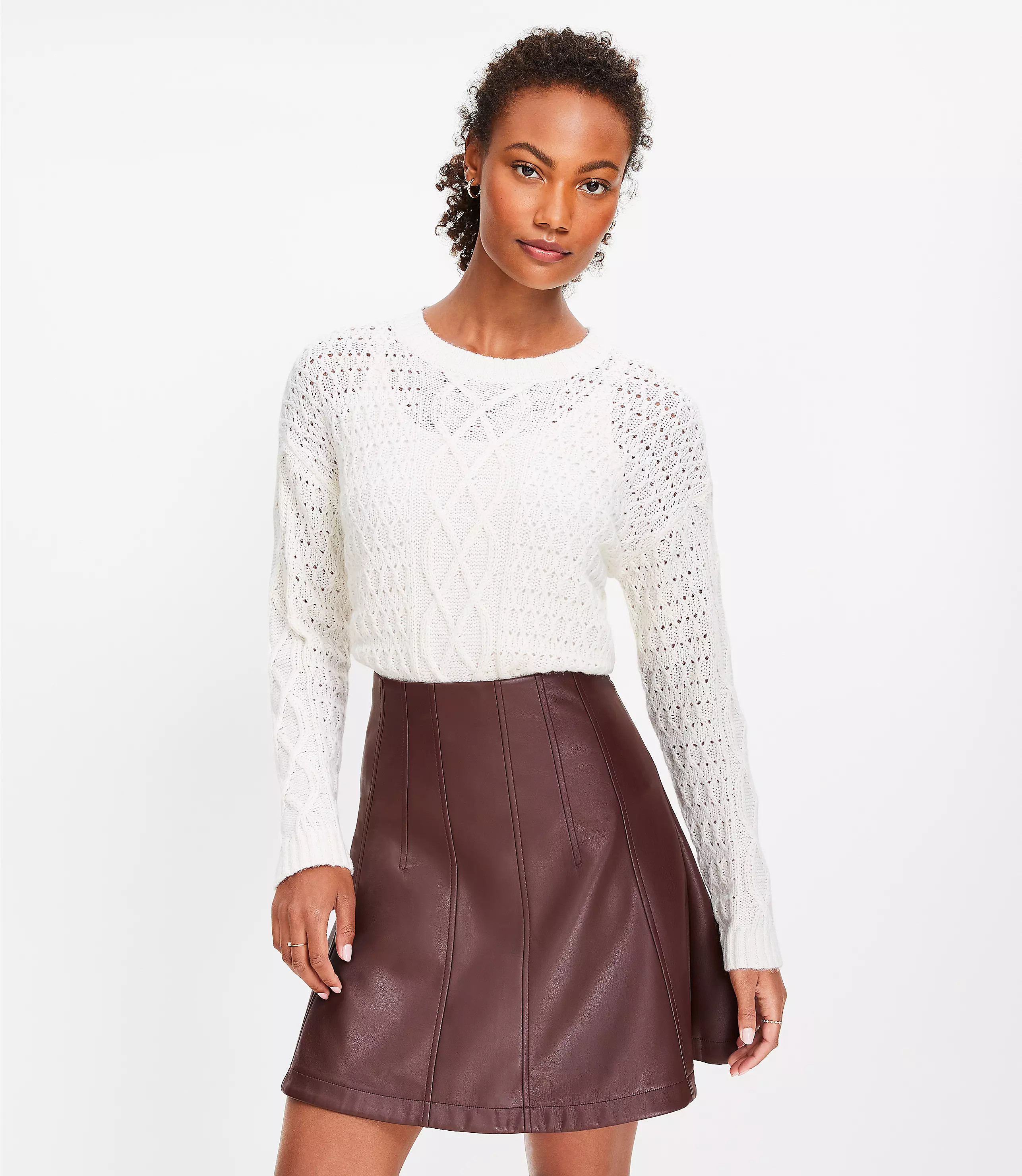Faux Leather Seamed Mini Skirt | LOFT