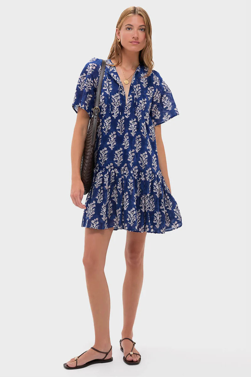 Pressed Flowers Blue Organic Isla Dress | Tuckernuck (US)